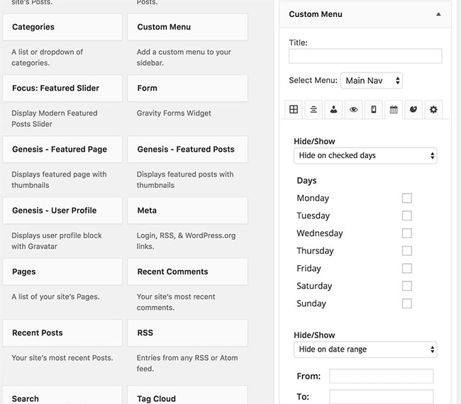 Restrict WordPress Widgets per Days or Date Range Restrict WordPress Widgets per Days or Date Range