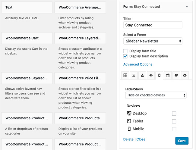 Show or Hide WordPress Widgets on Specific Devices Show or Hide WordPress Widgets on Specific Devices