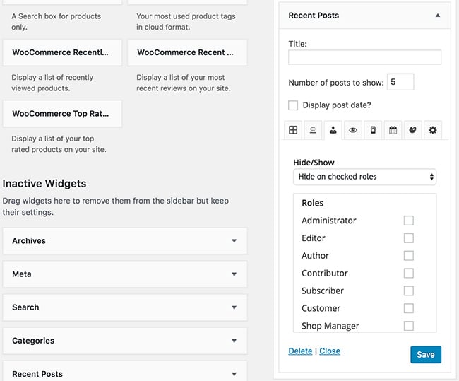 Restrict WordPress Widgets for each User Roles Restrict WordPress Widgets for each User Roles