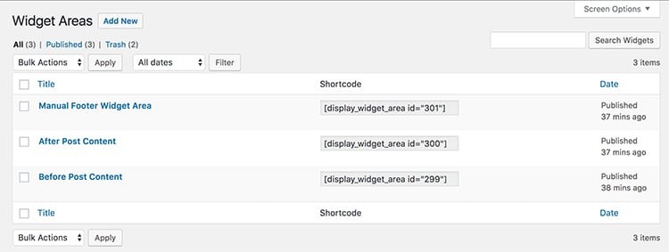 WordPress Sidebar Widget Areas Shortcodes