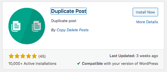 Duplicate Post Wordpress Plugin