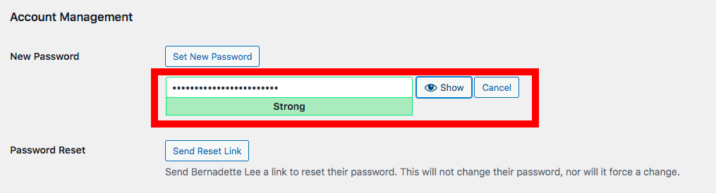 Wordpress strong password indicator