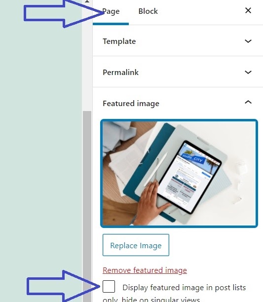 Conditionally display featured image settings