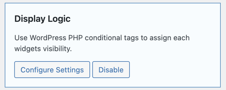 Conditional Display Logic - Widget Options