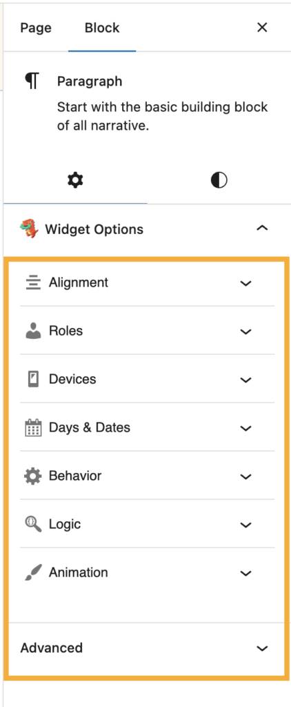 NEW: Widget Options Is Now Integrated with Gutenberg