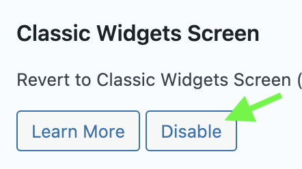 Classic Widgets Disable