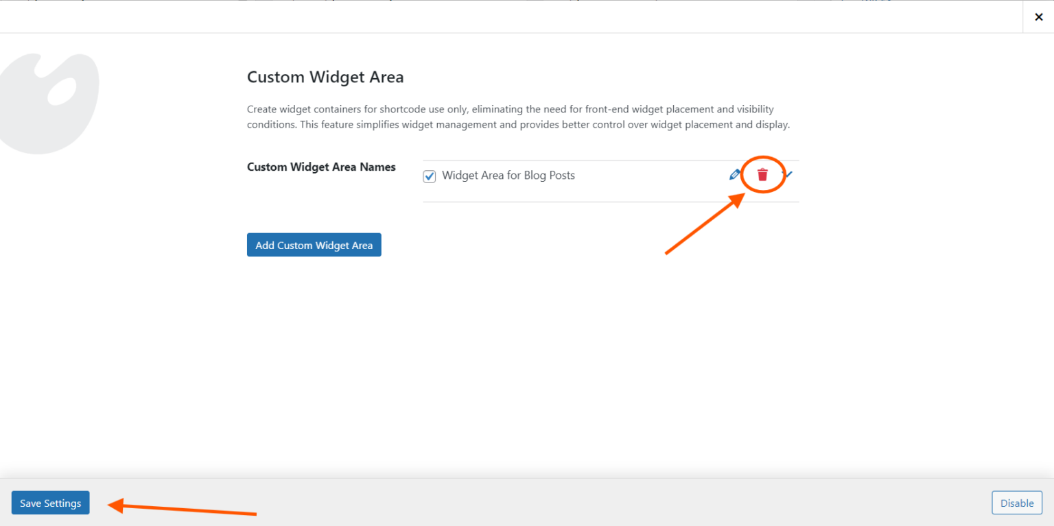 How to Use the Custom Widget Area - Widget Options