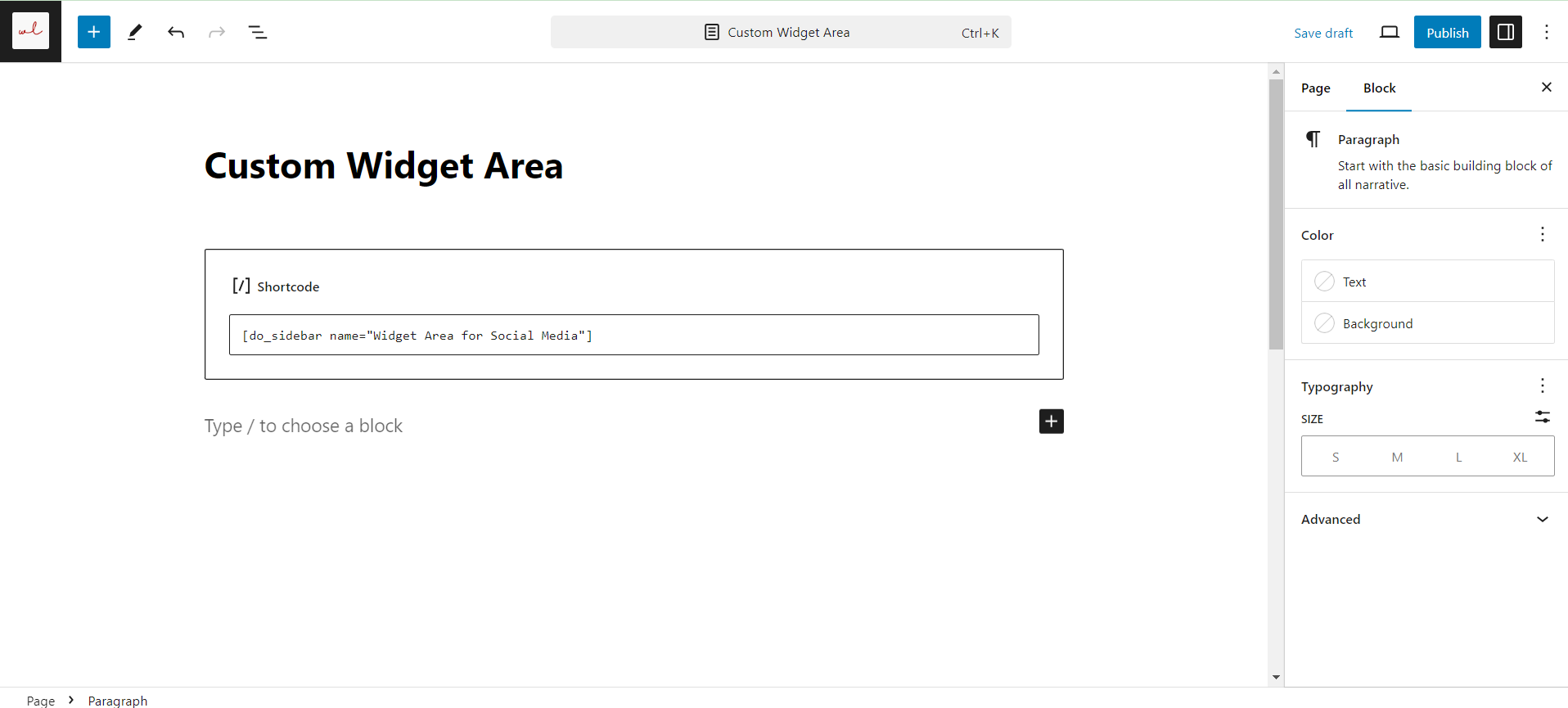 How to Use the Custom Widget Area - Widget Options